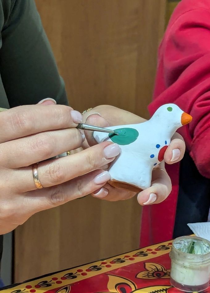 Роспись дымковской птички